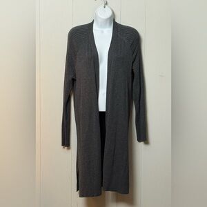 Verve Ami Women’s Charcoal Open Front Ribbed Long Cardigan Size L